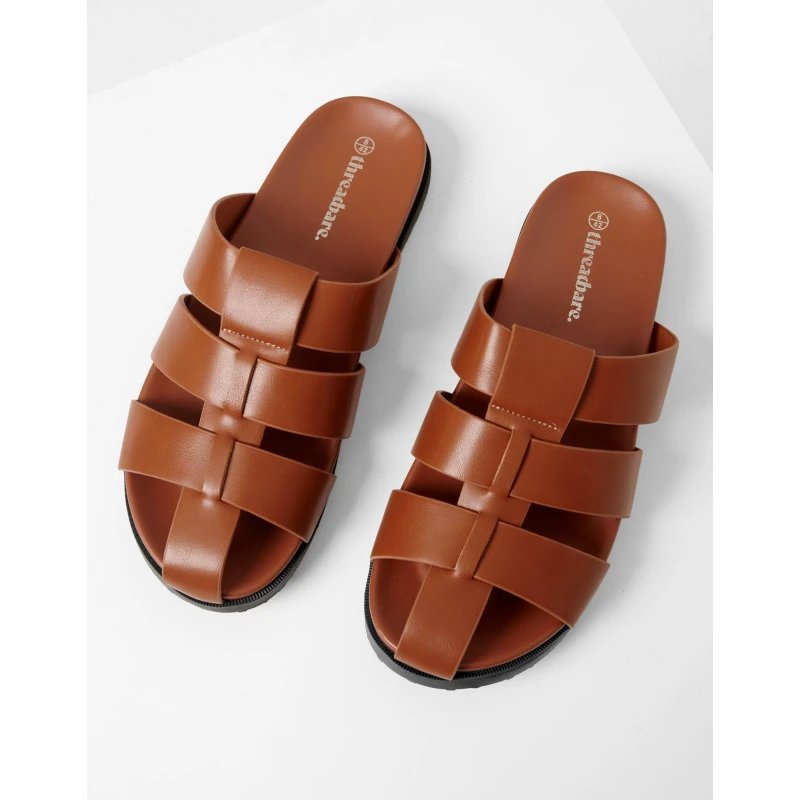 Image of Threadbare Mens Abel Flat Sandals Tan male 7 (41)
