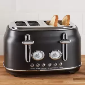 Image of Dunelm Retro 4 Slice Matt Black Toaster