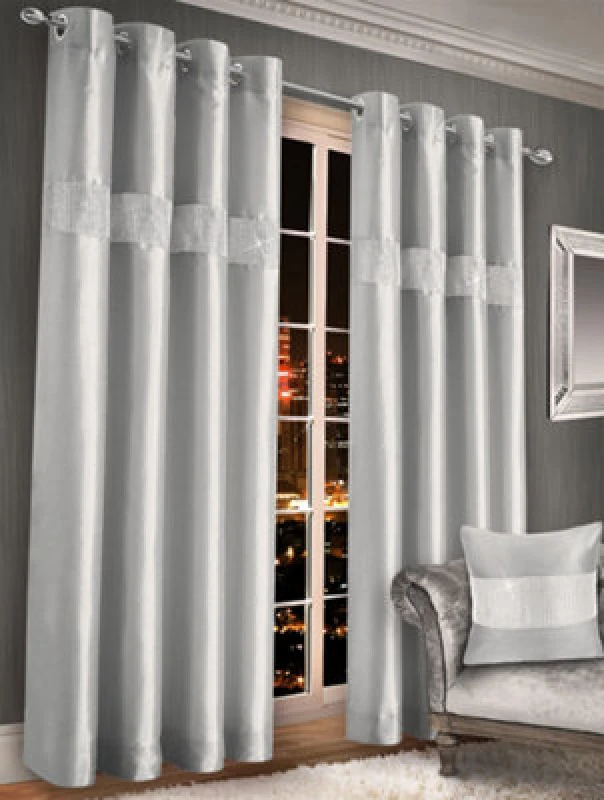 Image of Intimates Intimates Belleza Silver Eyelet Curtains 229 x 229cm - Size: W 229 x D 229cm - Wilko Silver
