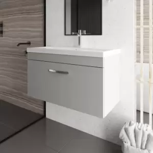 Image of Nuie - Athena Wall Hung 1-Drawer Vanity Unit with Basin-1 800mm Wide - Gloss Grey Mist