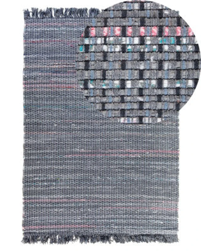 Image of Beliani Rug Besni Grey 140 X 200 Cm Cotton