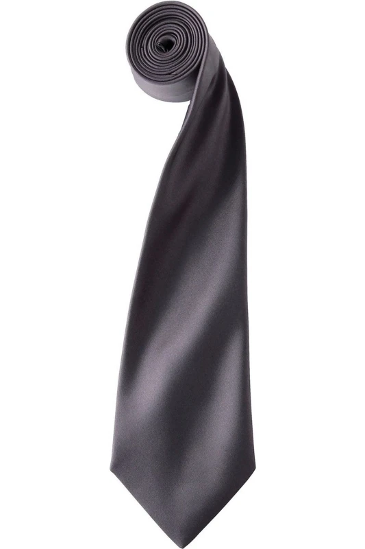 Image of Premier Premier Colours Satin Tie in Dark Grey Dark Grey One Size Unisex 5063470722846