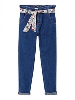 Mango Girls Paperbag Waist Jeans - Blue