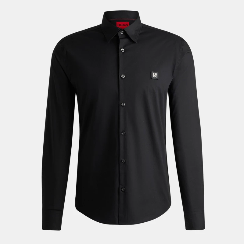 Image of HUGO Slim-Fit Logo Shirt - Black XL