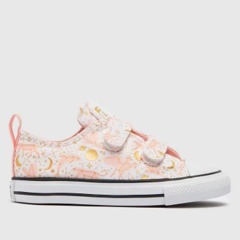 image of Converse White & Pink 2v Lo Constellation Trainers Toddler