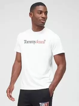 Image of Tommy Jeans Tjm Reg Essential Multi Logo T-Shirt, White, Size 2XL, Men