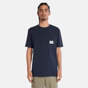 image of Timberland Cotton Pocket Tee For Men In Navy, Size S