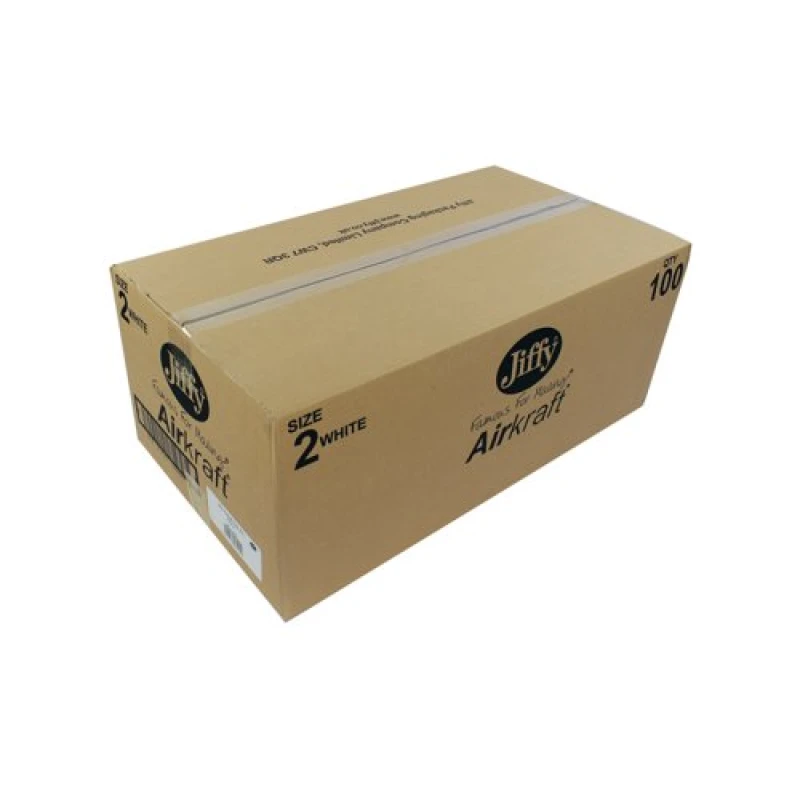Image of Jiffy AirKraft Size 2 Bubble Lined Mailer White (100 Pack) MAKC88005