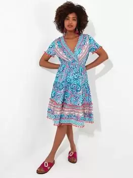 Image of Joe Browns Joe Browns Perfect Pom Pom Dress Multi, Size 12, Women
