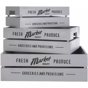 Image of Premier Housewares Rustic Provisions Grey Crates - Set of 3