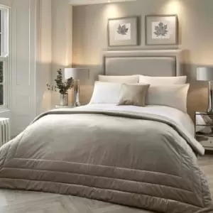 Image of Soiree Melanie Glamourous Velvet Quilted Bedspread, Linen, 150 x 220 Cm
