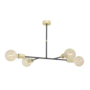 Image of Emibig Juka Black Multi Arm Semi Flush Ceiling light 4x E27
