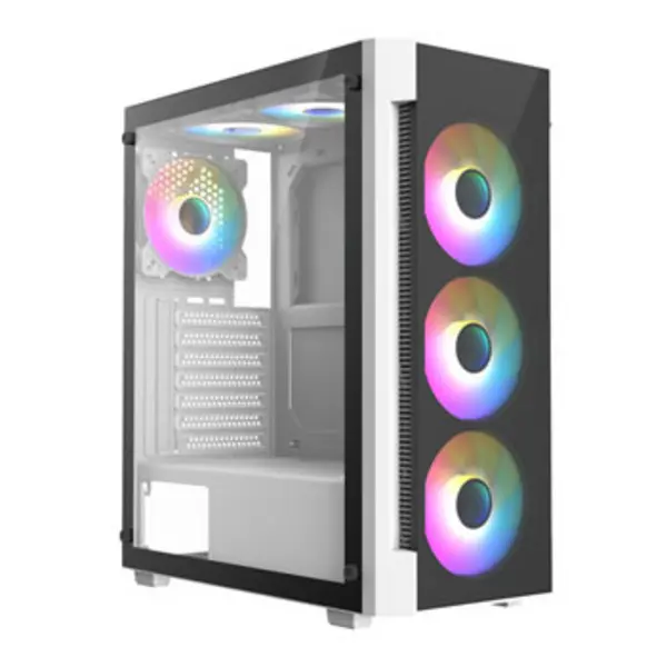 image of CiT Destroyer White Mid Tower Tempered Glass PC Gaming Case