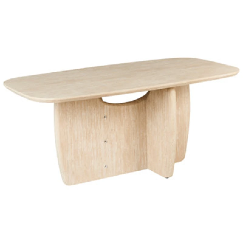 Image of Beliani Dining Table Travers Travertine Effect 180 Cm 90 Cm
