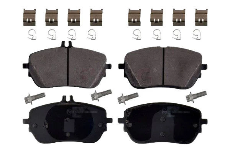 Image of SWAG 33 10 7353 Brake pad set Front Axle, prepared for wear warning indicator, with fastening/mounting material, with fastening material Brake Pad Se