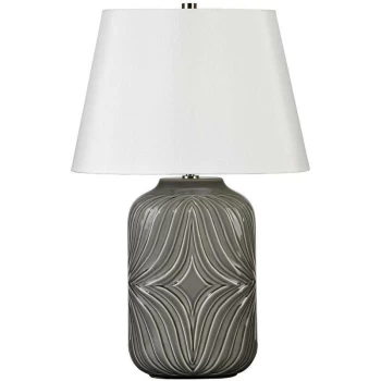 image of Muse Grey - 1 Light Table Lamp Grey, E27 - Elstead