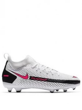 Image of Nike Junior Phantom Gt Academy Df Firm Ground Football Boot, White/Pink, Size 4