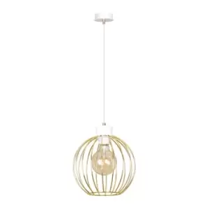 image of Pineta White/Gold Wire Frame Pendant Ceiling Light 1x E27