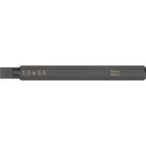 Image of Wera 800 S Slotted Screwdriver Bit for Hand Impact Drivers 5.5mm 70mm Pack of 1