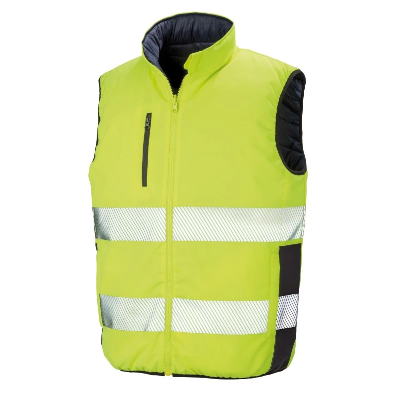 Image of SAFE-GUARD by Result Mens Soft Touch Reversible Gilet in Yellow Size: Medium Yellow Male M