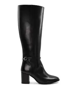 image of Dune London Tadley Snaffle Block Heel High Leg Boot - Black, Size 7, Women