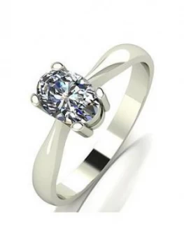 Image of Moissanite 9Ct White Gold 0.90Ct Equivalent Oval Solitaire Ring