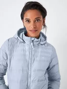 Image of Crew Clothing Lightweight Padded Jacket With Detachable Hood -blue, Blue, Size 16, Women