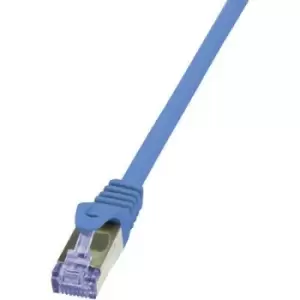Image of LogiLink CQ3026S RJ45 Network cable, patch cable CAT 6A S/FTP 0.50 m Blue Flame-retardant, incl. detent
