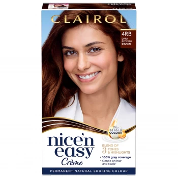 image of Clairol Nice' n Easy Creme Natural Looking Oil Infused Permanent Hair Dye 177ml (Various Shades) - 4RB Dark Reddish Brown