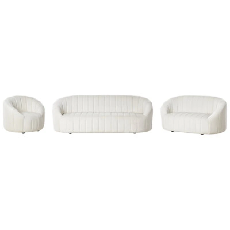 Image of Beliani Living Room Set 6 Seater Malung Velvet Off-White