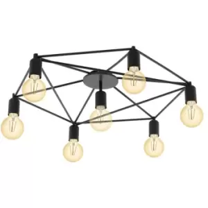 Eglo - Staiti 7 Lamp Multi Arm Semi Flush Ceiling Light Black