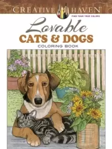 image of Creative Haven Lovable Cats and Dogs Coloring Book