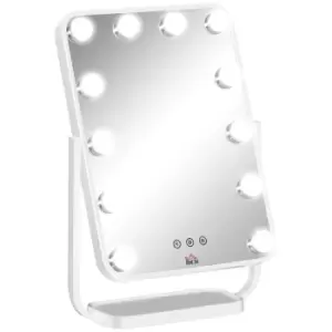 Image of HOMCOM Hollywood Vanity Mirror With Dimmable LED Bulbs Memory Function White