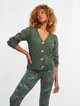 image of Joe Browns Sloe Joes Bobble Cardigan -Green, Size 16, Women