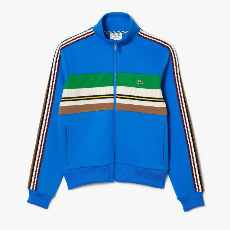 Image of Lacoste Paris French Made Zipped Colourblock Sweatshirt - Blue Blue XS