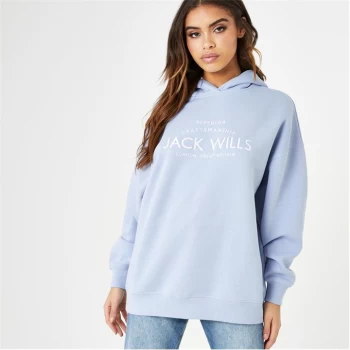 image of Jack Wills Longline Logo Hoodie - Blue