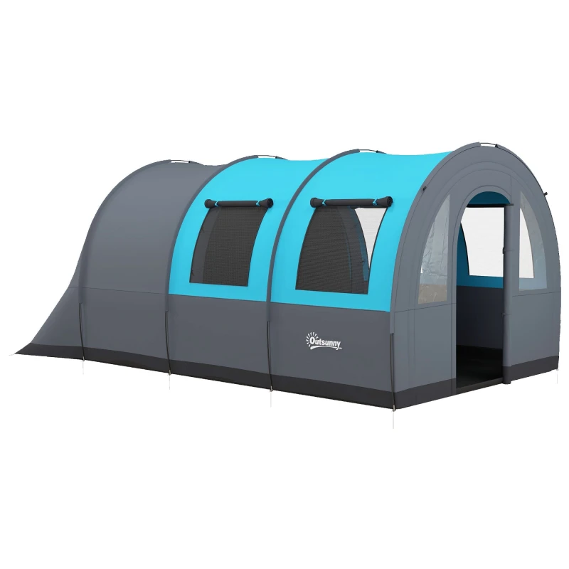 Image of Outsunny Camping Tent, 3000mm Waterproof Family Tent for 5-6 Man Grey