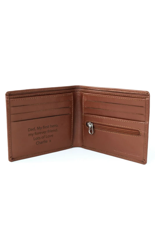 Image of Personalised Memento Company Personalised Message Tan Leather Wallet