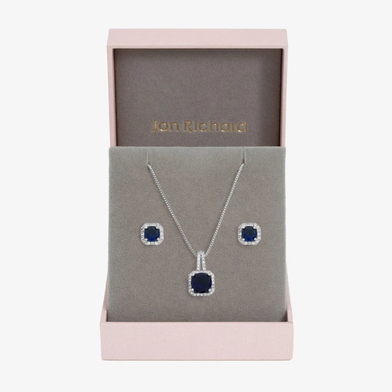 Image of Jon Richard Rhodium Cubic Zirconia Square Drop Set - Gift Box Jewellery Sets One Size Silver 40005611000
