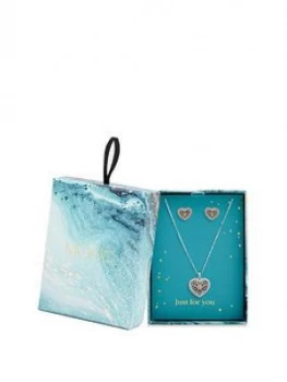 Image of Mood Two Tone Plated Filigree Heart Necklace And Earring Set