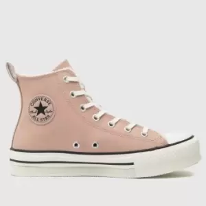 image of Converse Pale Pink All Star Hi Eva Lift Girls Youth Trainers