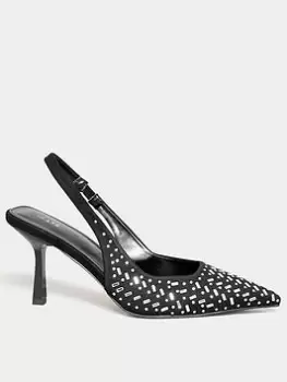 image of Long Tall Sally Diamante Sling Back Black, Size 10, Women