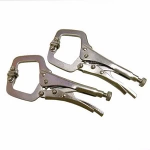 Image of Toolzone 2pc Welders Mini Locking C Clamp Set