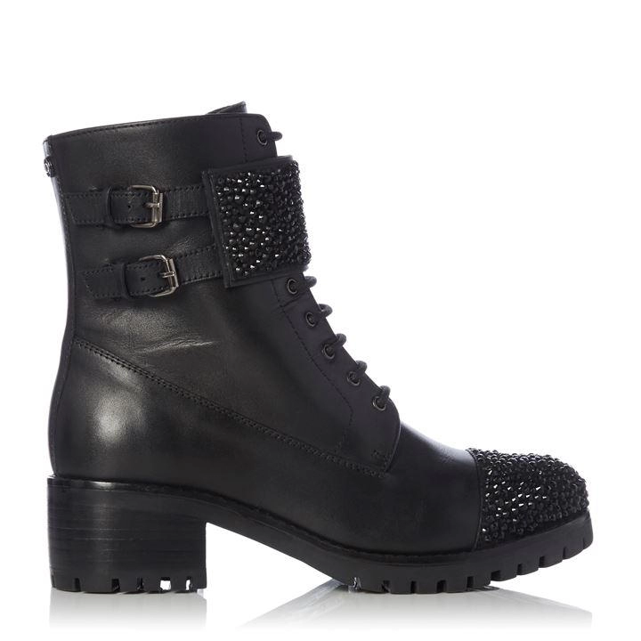 Image of Dune Black 'Pegasis' Block Heel Biker Boots - 3