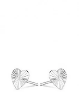 Image of Simply Silver Sterling Silver Polished Diamond Cut Heart Stud Earrings