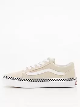 Image of Vans Old Skool Junior Trainers - Beige, Beige, Size 4 Older