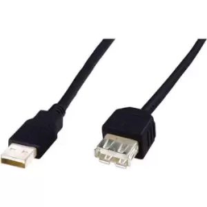 Image of Digitus USB cable USB 2.0 USB-A plug, USB-A socket 3m Black AK-300202-030-S