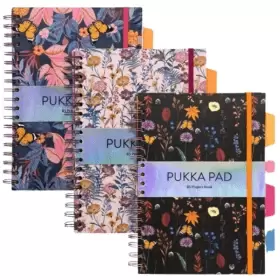 Image of Pukka Pad Bloom B5 Hardback Project Book, Ruled 200 Pages - Assorted Designs (3 Pack)