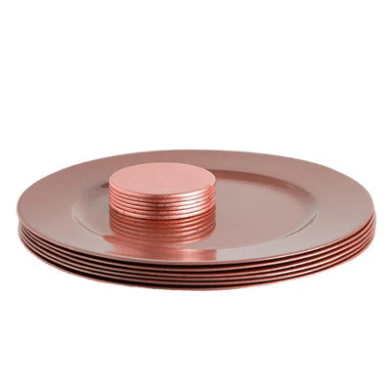 Image of Argon Tableware 12 Piece Metallic Charger Plates Set - Rose Gold