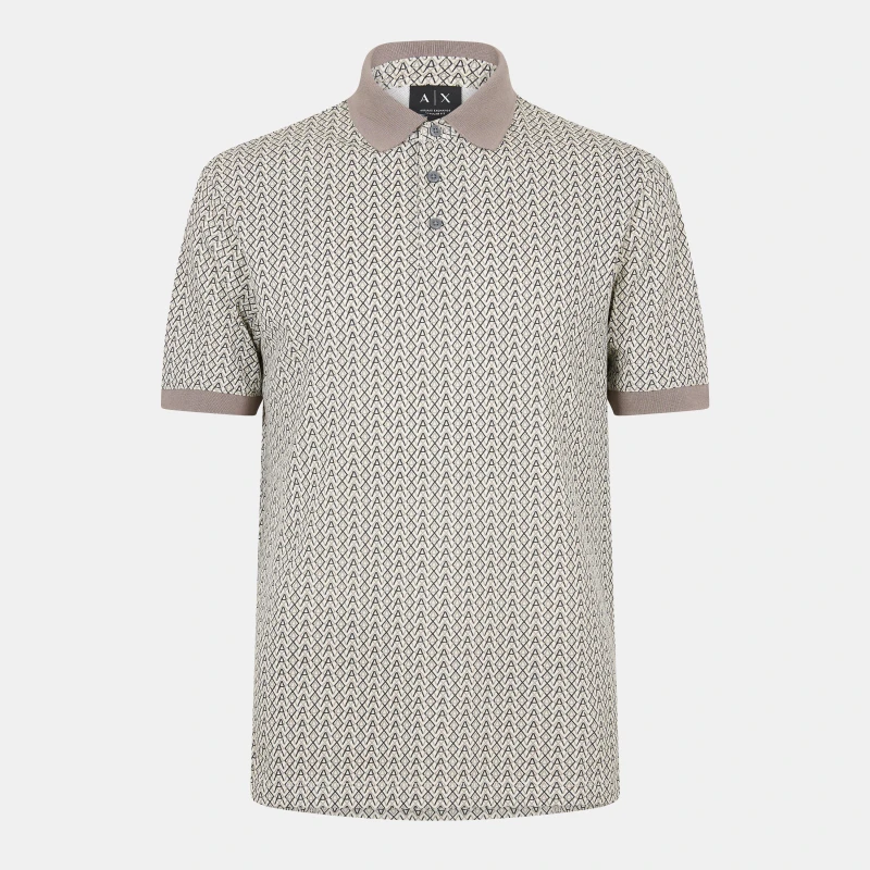 Image of Armani Exchange Mens AX All Over Print Short Sleeve Polo Shirt AOP F0143 male L